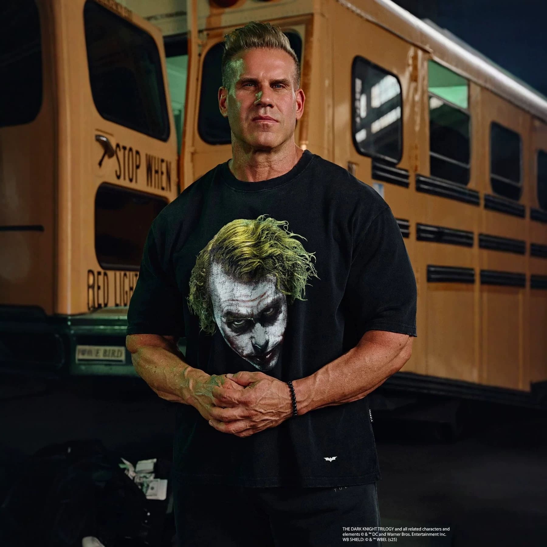 YOUNGLA x Batman New Men's Short Sleeve Jogger Athletic Fitness Cotton Plus Size Loose Crop T-Shirt