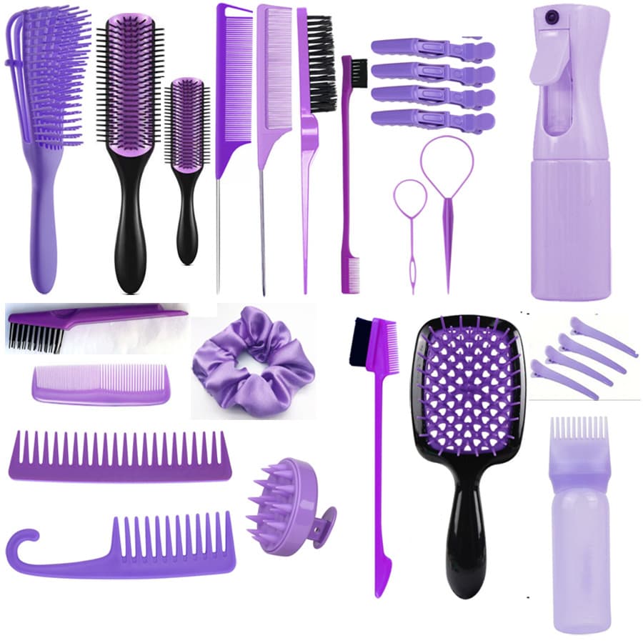 Hairdressing tools comb set wide-tooth comb shampoo comb pointed tail comb eyebrow brush hairpin shampoo brush hair ring watering can hair