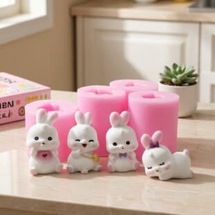Cute 3D Rabbit Silicone Mold Creative DIY Handmade Aromatherapy Plaster Car Decoration Ornament Epoxy Resin Mold