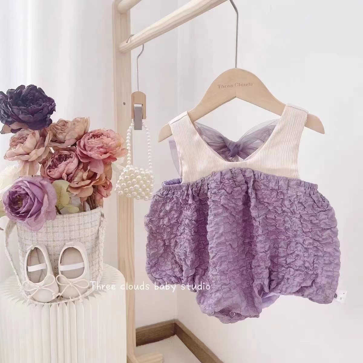 Baby Girl Summer Thin Vest Bodysuit, Princess Style Strapless, 100 Days to 1 Year, Diaper Cover Romper