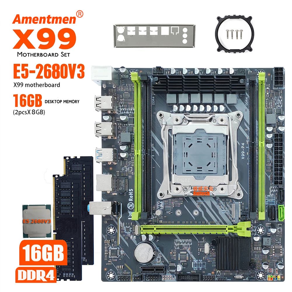 New X99 Motherboard 2680V3 with 2x 8GB PC/REG Memory Desktop Computer Set Drop Shipping
