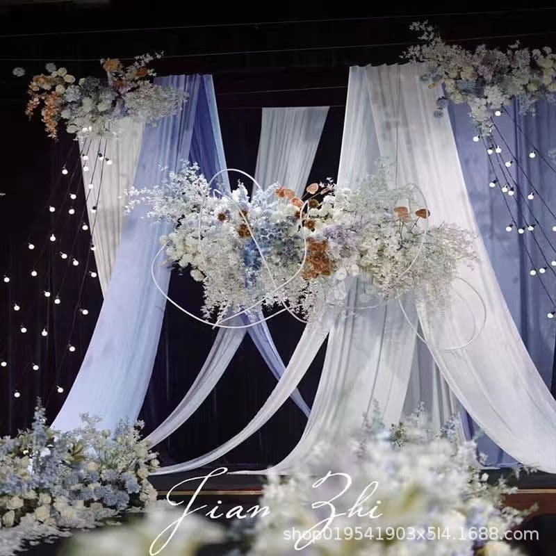 New Wedding Sheer Drape Milk Silk Stretch Fabric Drape Ceiling Wave Cloth Hotel Stage Background Birthday Decoration