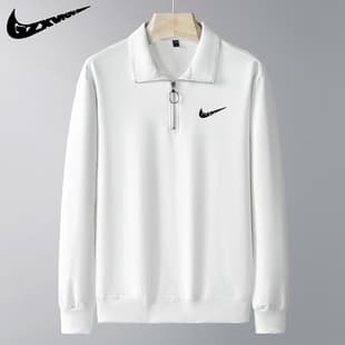Trendy Spring New Men's Long Sleeve Half-Zip Polo Shirt Versatile Base Layer Solid Color Polo Neck Sweatshirt Top