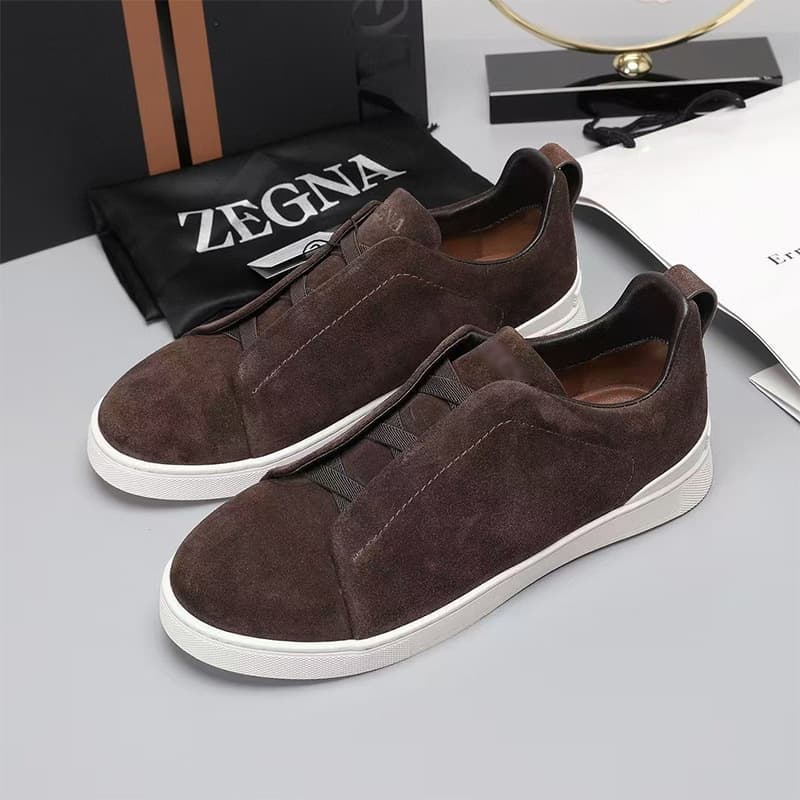 Guangzhou Z Men's Slip-On Fashion Sneakers Elastic Band Soft Sole Cowhide Leather Casual Shoes