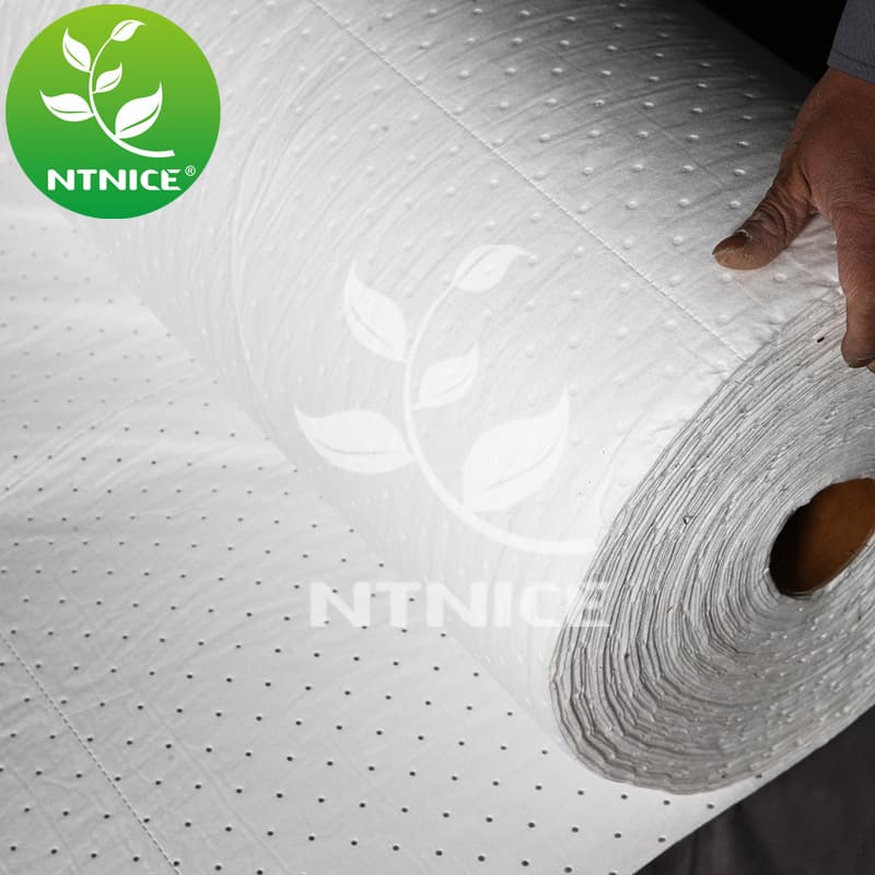 White Oil Absorbent Roll, Oil Absorbent Mat for Marine Vessel Spill Emergency Response, Oil Absorbent Pad, Non-Absorbent