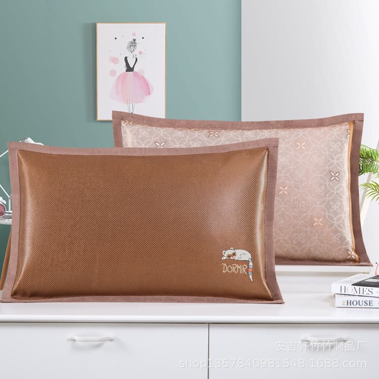 Ice rattan summer cool pillow double-sided buckwheat core sorghum husk children's pillow adult ice silk cool bamboo single summer embroidered
