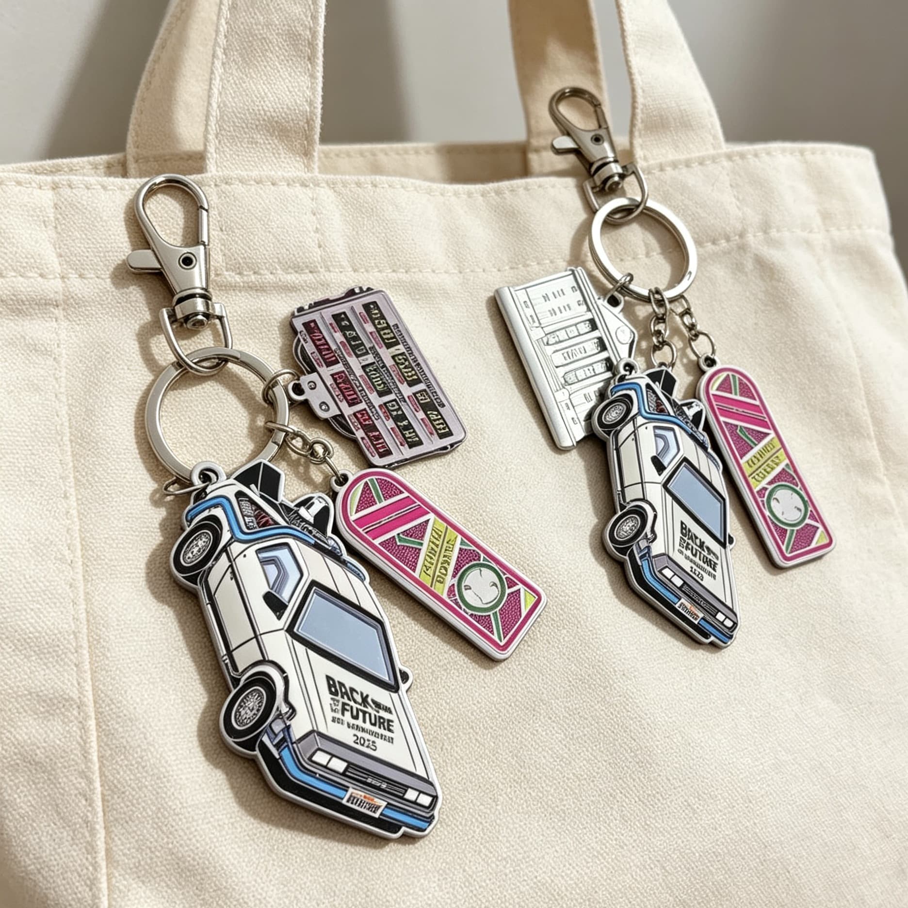 Back to the Future Theme Keychain 40th Anniversary Edition Time Machine Metal Pendant Accessory