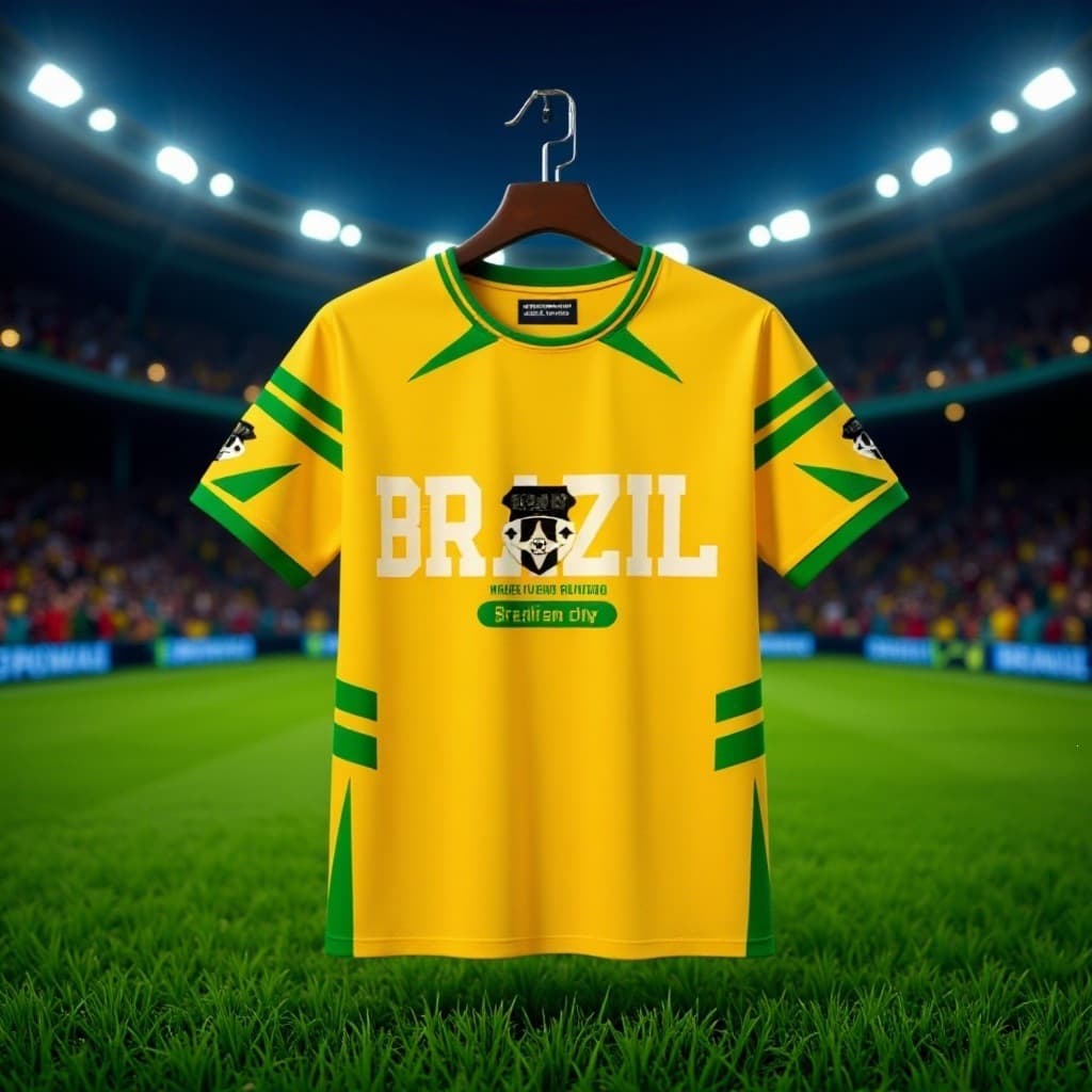 Brazil Football T-Shirt for 2026 USA-Mexico-Canada World Cup 3D Digital Print Short Sleeve Cross-border Men's Sports Jersey
