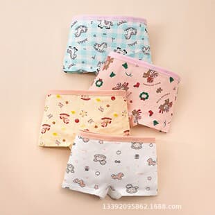 Pure Cotton Girls Cartoon Triangle Underwear Cute Print Kids Underwear Baby Breathable Comfortable Class A Underwear Girls