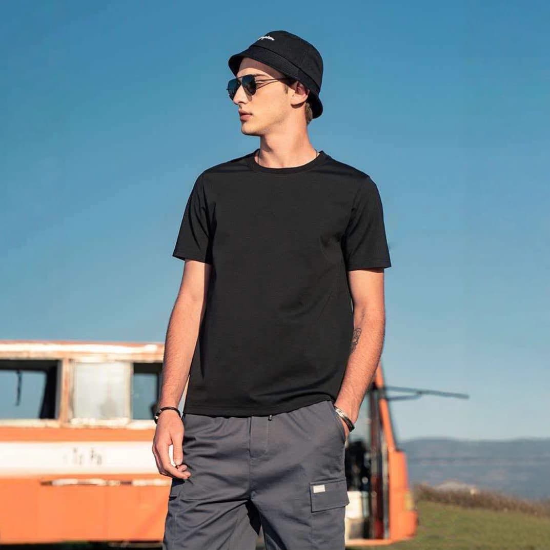 Ice Silk Short Sleeve T-Shirt Men 2026 Spring Summer New Solid Color Plain Foreign Trade Southeast Asia Top Men's Hot Selling Cool Feeling