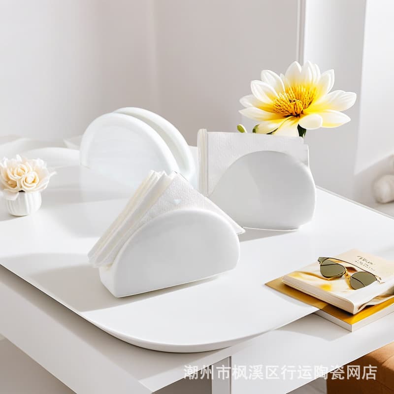 Creative Ceramic Napkin Holder for Restaurant and Dining Table, Tissue Box and Business Card Organizer