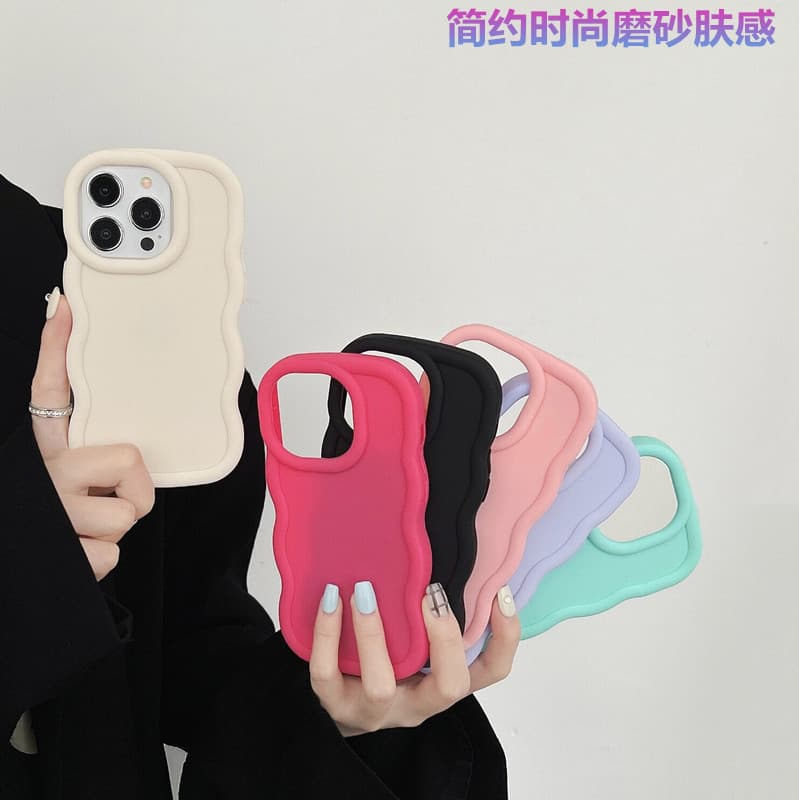 Compatible with iPhone 16 Wave Edge Soft Case, 17 Pro Max Fashion Apple 15 Protective Cover, New Solid Color