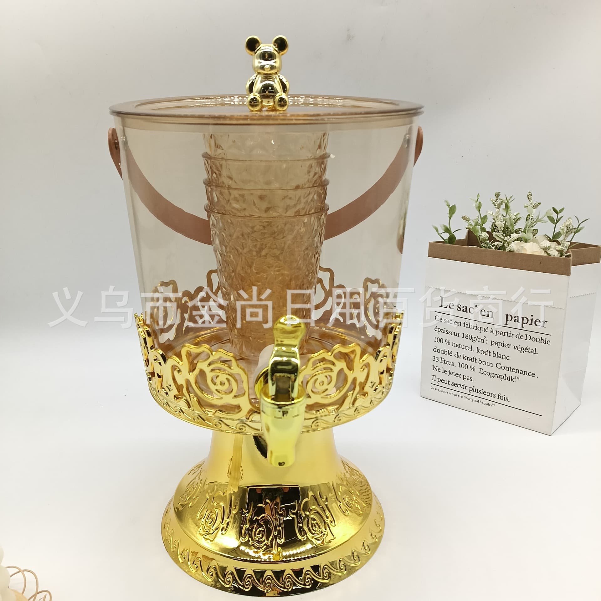 Cross-border Transparent Cold Water Jug with Tap, Fruit Tea Bucket, Juice Tea Beverage Pitcher, Large Capacity Home Drink