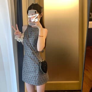 French Style Slim Fit Sleeveless Polka Dot Vest Dress for Women Summer 2026 New Hot Girl Bodycon Short Dress