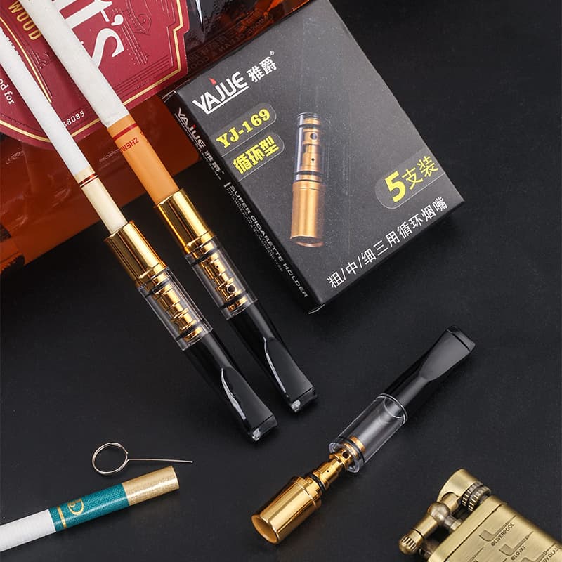 5-pack thick, medium and fine three-purpose cigarette holder filter portable men's cigarette filter cycle cleanable cigarette holder