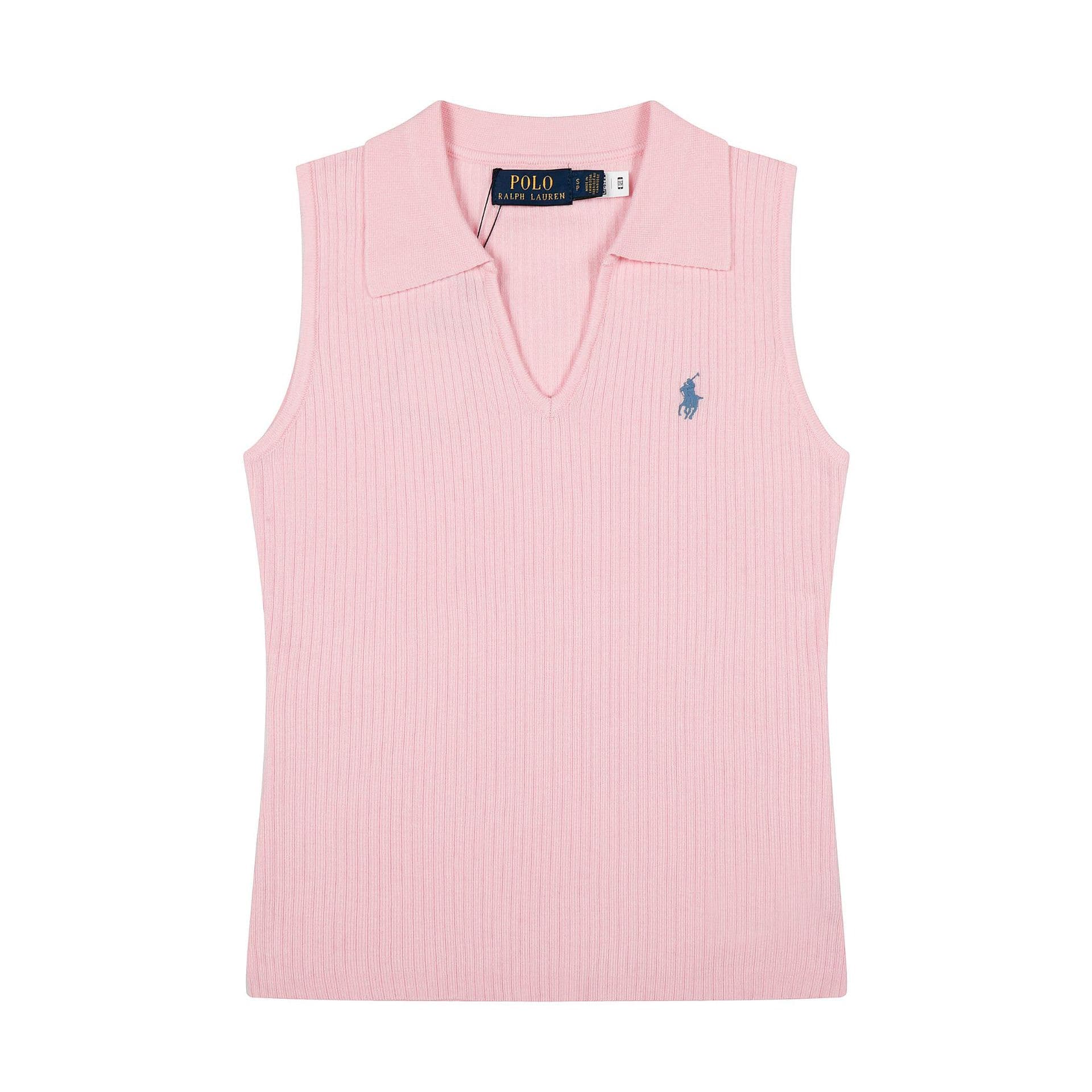 Scannable~RL Ralph Lauren Pony Logo Solid Color Embroidered V-Neck Knit Vest Women's Undershirt