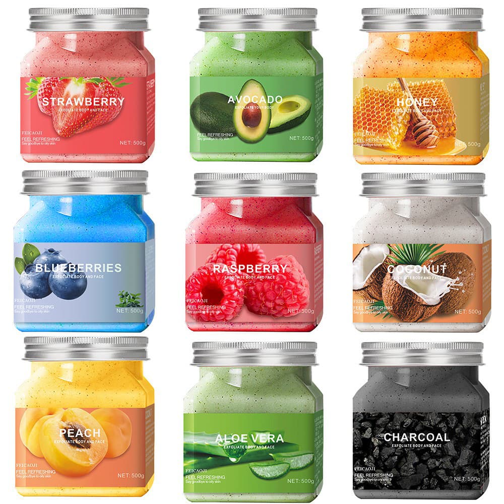 FEICAOJI Avocado Sea Salt Body Scrub for Exfoliation and Treating Chicken Skin, Hand and Foot Bath Salt, 500g