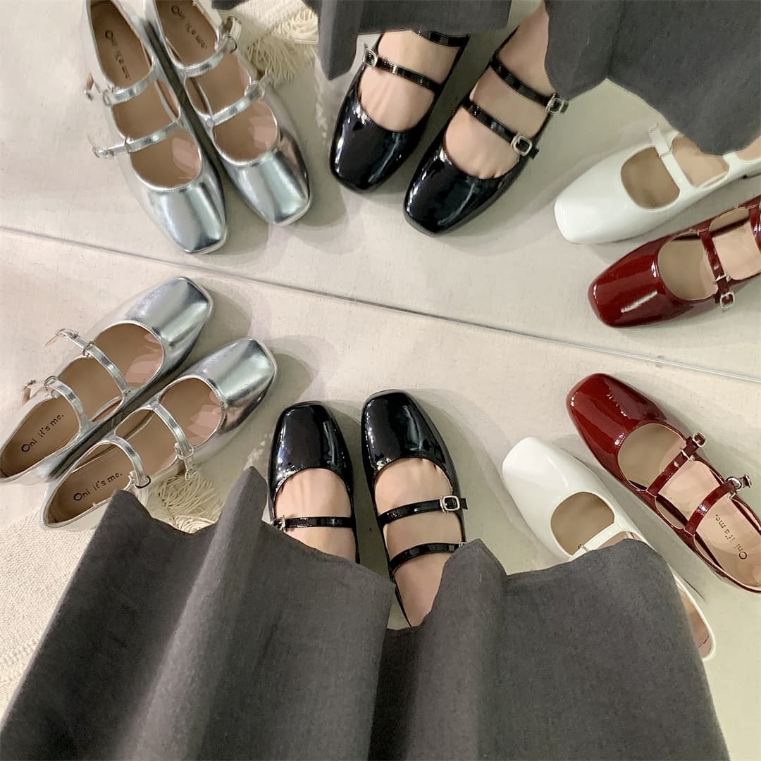 Thick Heel Red Mary Jane Small Leather Shoes Women's Shoes 2025 New Summer French Late Night Black Spring and Autumn Shoes