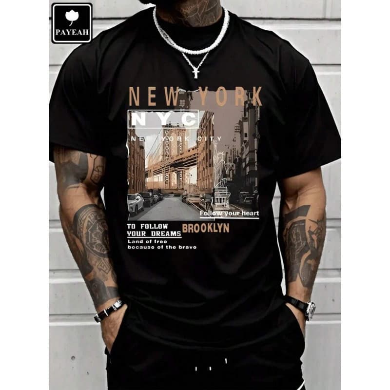 Pure Cotton 230g Men's Casual Cotton Streetwear Street View Of Brooklyn