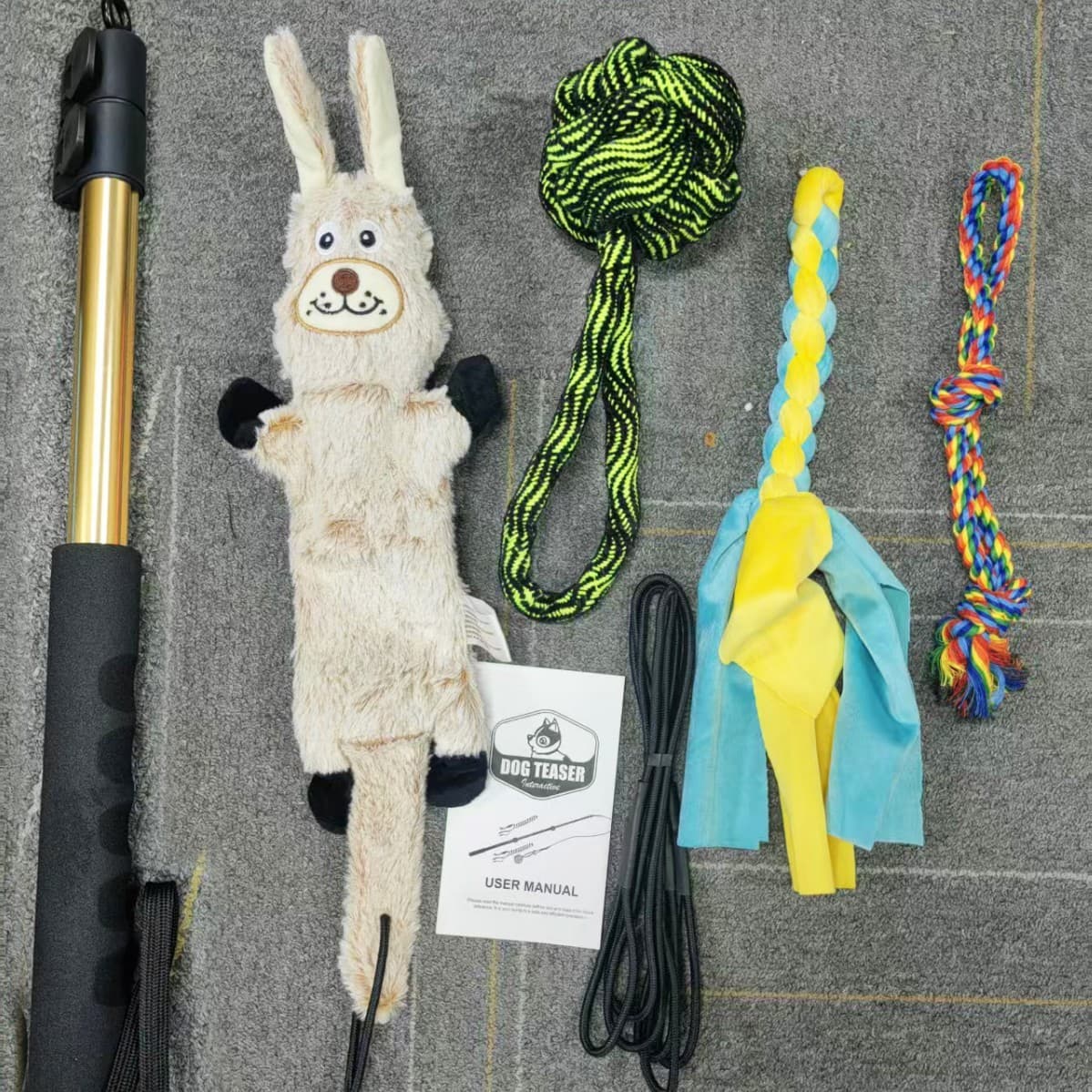 Retractable Dog Teaser Wand Dog Toy Teasing Stick Dog Play Toy Dog Interactive Toy Cat Pet Toy
