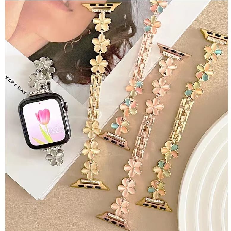 Suitable for Apple five-leaf clover metal chain iwatch11 watch strap applewatch watch chain apple model