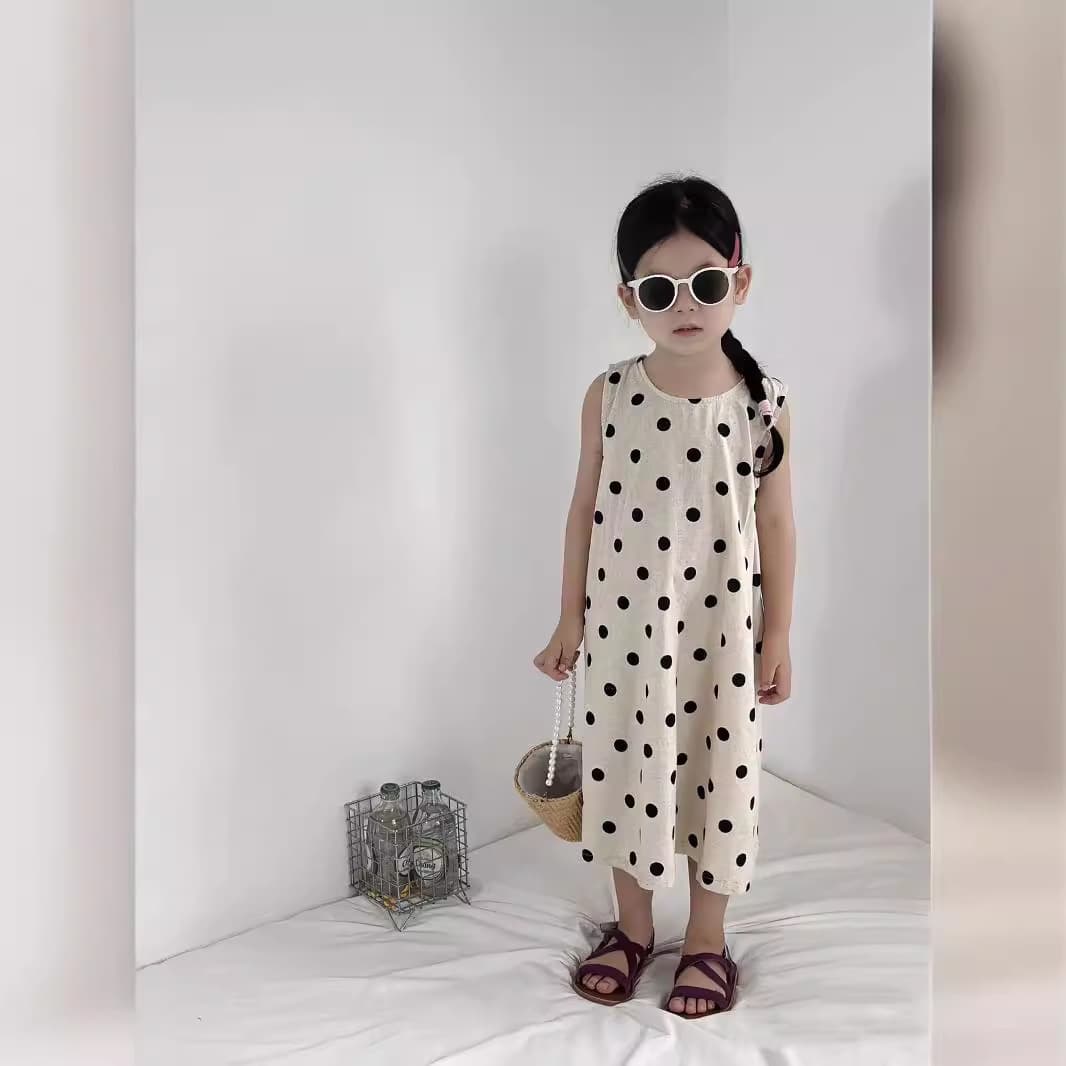 Girls' Backless Tie-Up Polka Dot Long Dress 2026 Summer New Style Foreign Trade Children's Clothing Factory Direct Delivery
