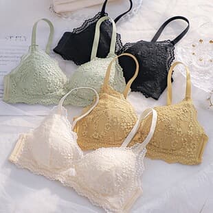 Lace Bra for Small Bust Push-Up, Women's Wire-Free Bra, Anti-Sagging Bra, Side Fat Control, Sexy Lace Bra