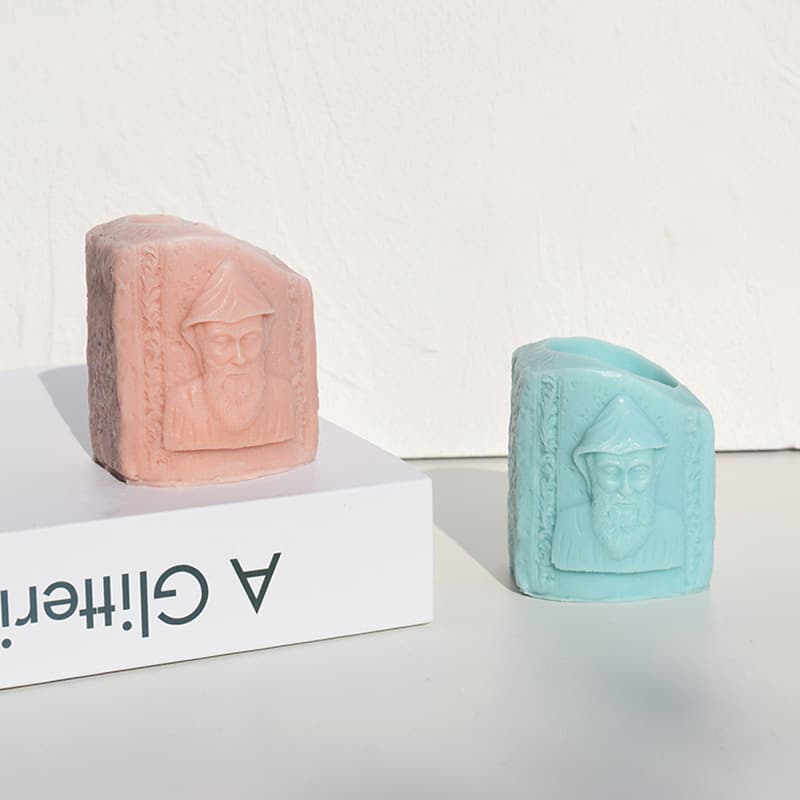 European portrait candle candle holder cement clear water concrete plaster silicone mold DIY glue resin ornament mold
