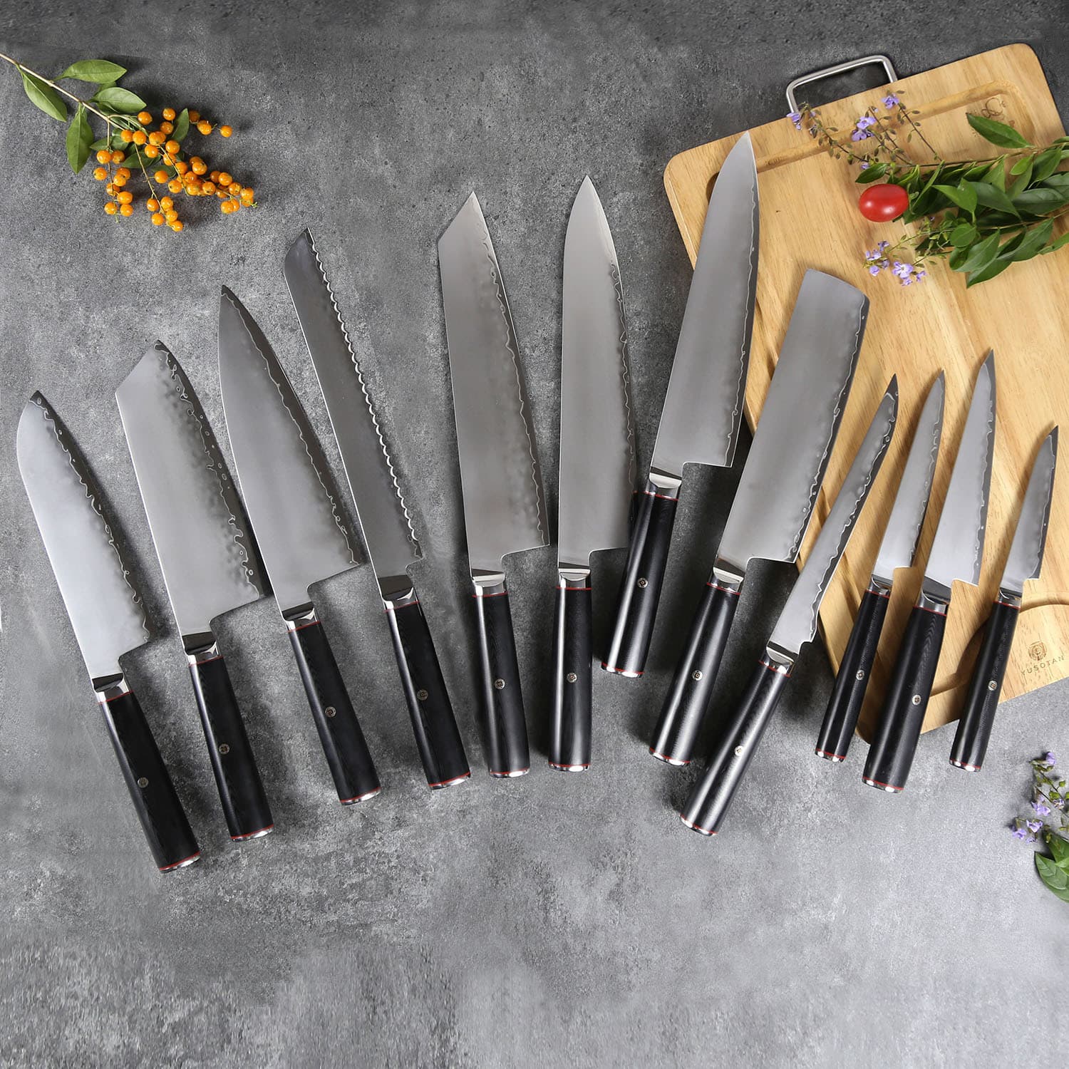 In Stock Sanhe Steel 10Cr15MoV Knife Set: Chef Knife, Paring Knife, Utility Knife, Slicing Knife, All-Purpose Knife, Sharp