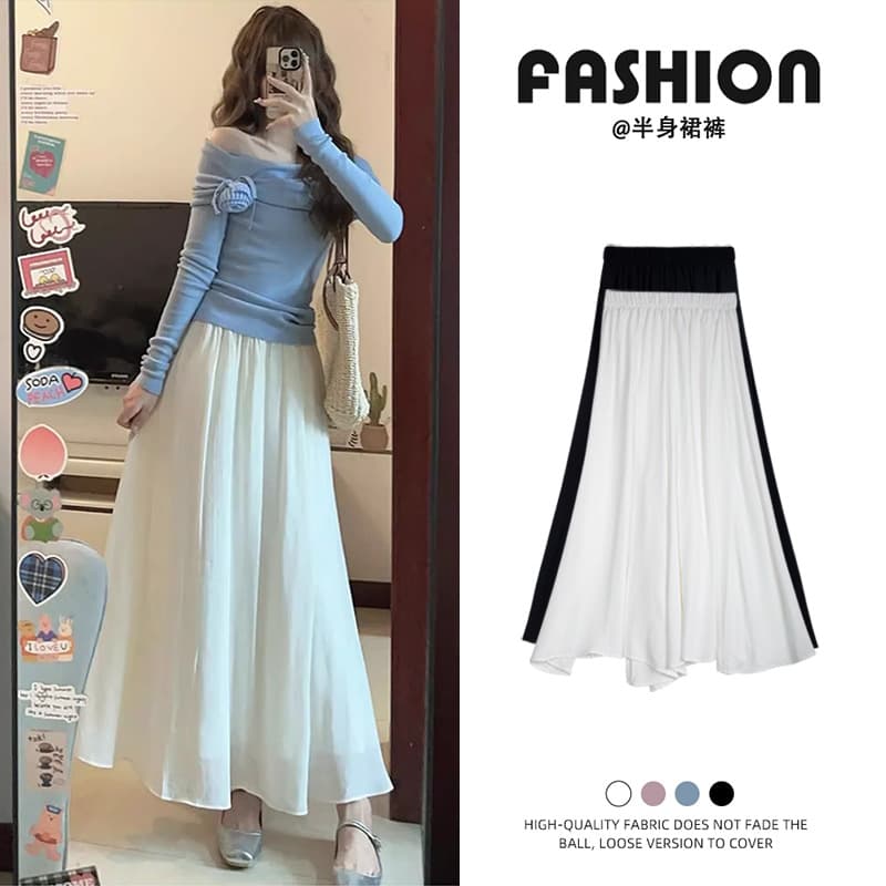 White Pleated Skirt Pants for Women Spring Summer 2025 New High-Waist Draped Loose Fit Petite Casual Wide-Leg Pants