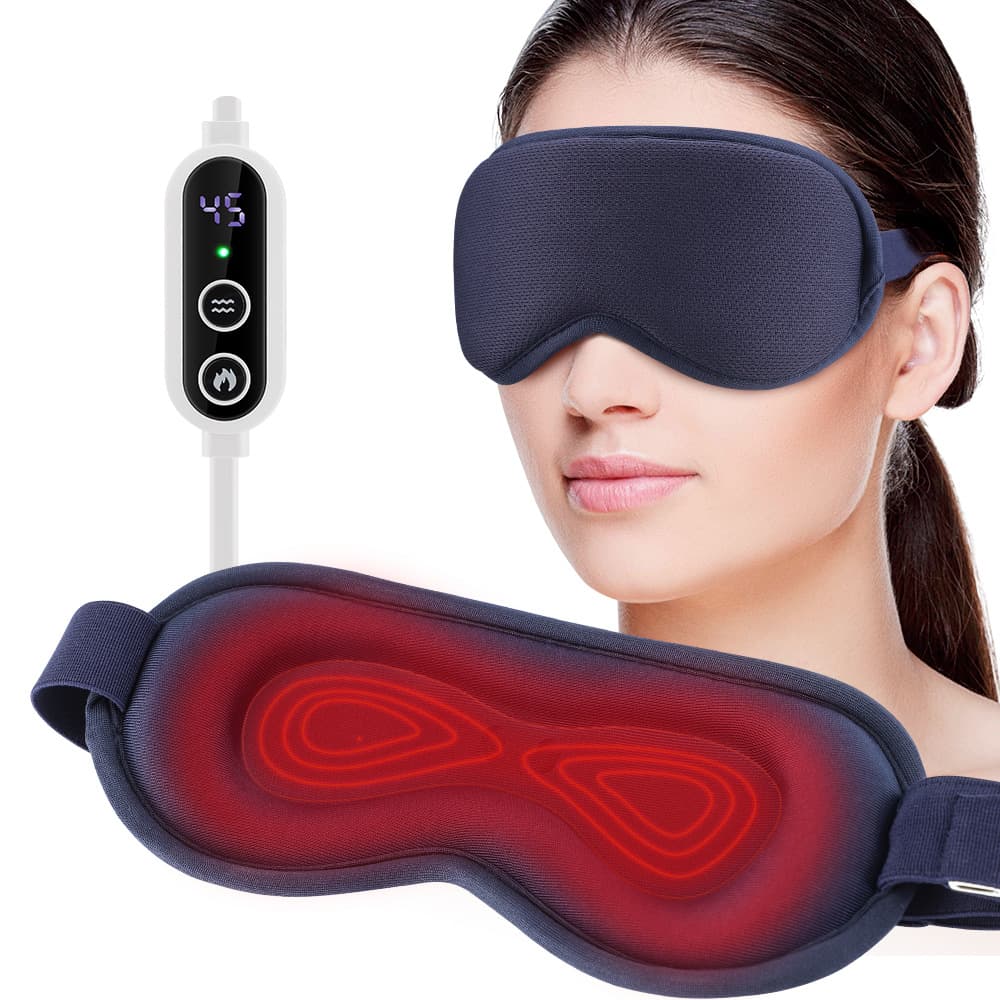 USB electric heated eye mask for hot compresses, steam eye mask for dry eyes, 3 temperature settings, 6 vibration levels for eye massage.
