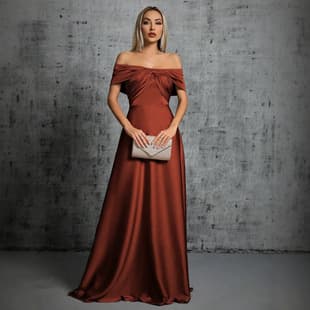 European and American One-Shoulder Long Satin Dress with Flowing Train, Slimming Bridesmaid Toast Dress for Banquet, Annual Meeting, Hostess