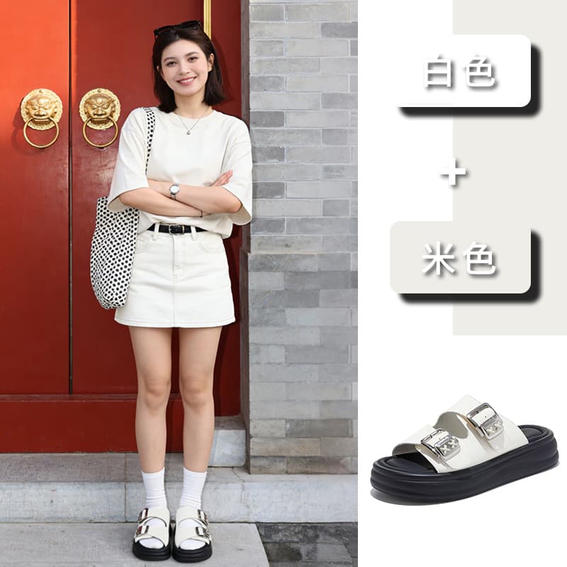 Thick-Sole Women's Summer Slippers 2026 New Style Casual Comfortable One-Strap Sandals Fashionable Premium Beach Slides