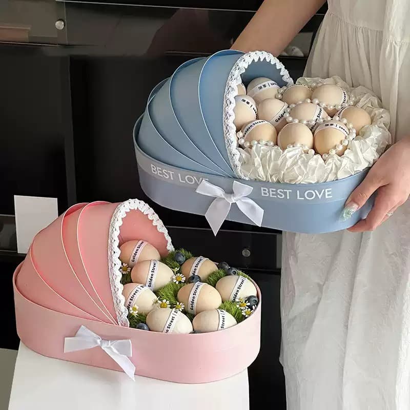Baby Bassinet Flower Box, Postpartum Gift Basket DIY for Best Friend, Empty Box for Full Moon Eggs, Packaging Box