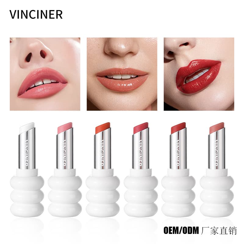 Cross-border Supply VINCINER 6-Color Lip Balm, Moisturizing and Nourishing Lipstick, Shimmer Lip Essence Balm, Mirror Finish Lipstick