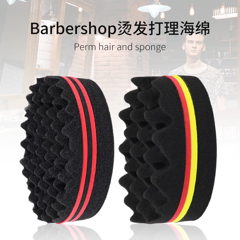 Cross-Border Barbershop Perm Sponge for Men's Curly Hair Styling Care Tools, Hairdressing Double-Sided Large and Small Hole Sponge