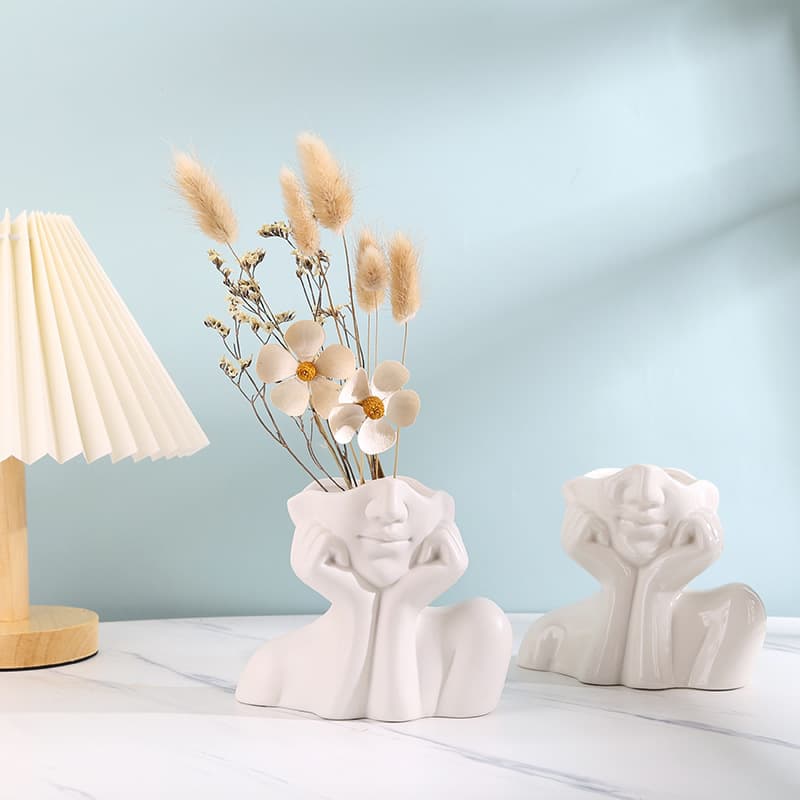 Creative Vase Decoration Abstract Art Figure Living Room Flower Arrangement Home Nordic Decor Ceramic Thinker