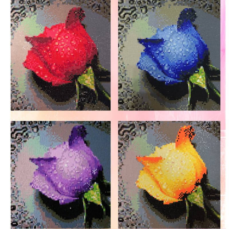 New 5D Square/Round Diamond Painting Small Diamond Art Droplet Rose Diamond Embroidery Cross Stitch Thread Painting Simple Practice