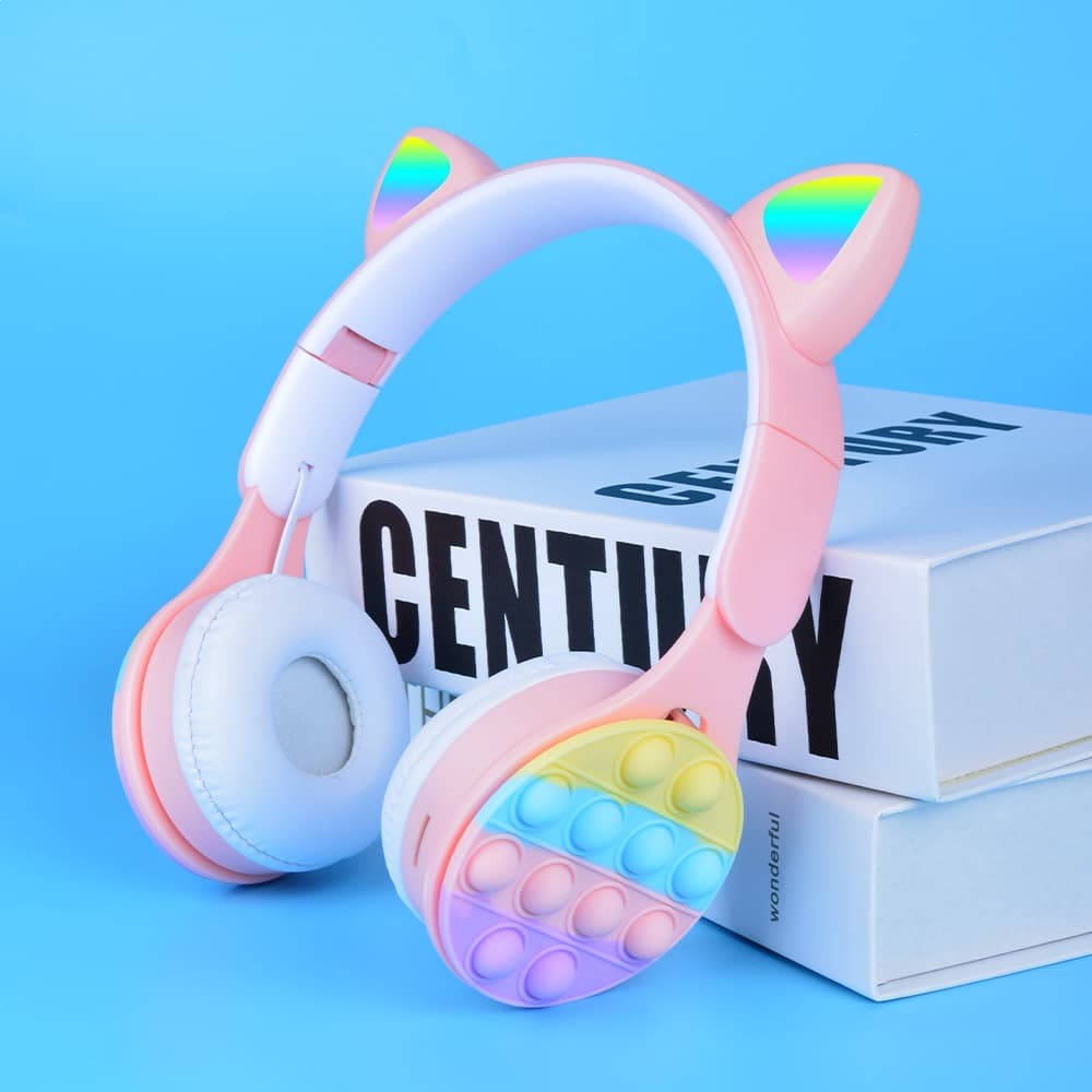 Head-Mounted Glowing Bubble Cat Ears Bluetooth Headset M6 Stereo Bass Music Card Slot Gaming Headphones