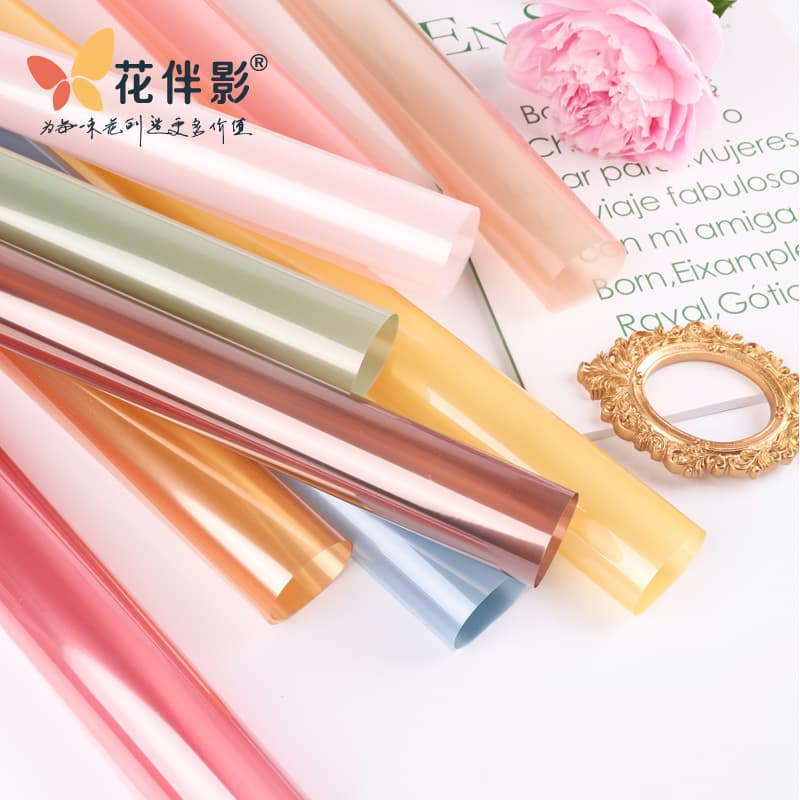 Flower with Shadow Colorful Transparent Cellophane OPP Jelly Film Flower Wrapping Paper Crystal Paper Bouquet Material Wholesale