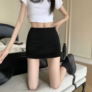 Black Hot Girl Ultra Short Pants Women's Summer High Waist Slim Fit Bodycon Skirt Petite A-Line Anti-Exposure Half Sweatpants