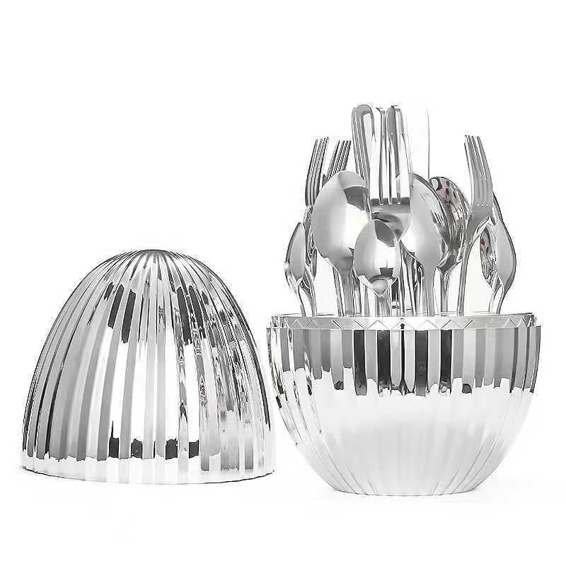 Portable Stainless Steel Cutlery Set 24-Piece Set Silver Egg Gold Egg Dinnerware Set Home Use Kitchen Utensils Dining Set