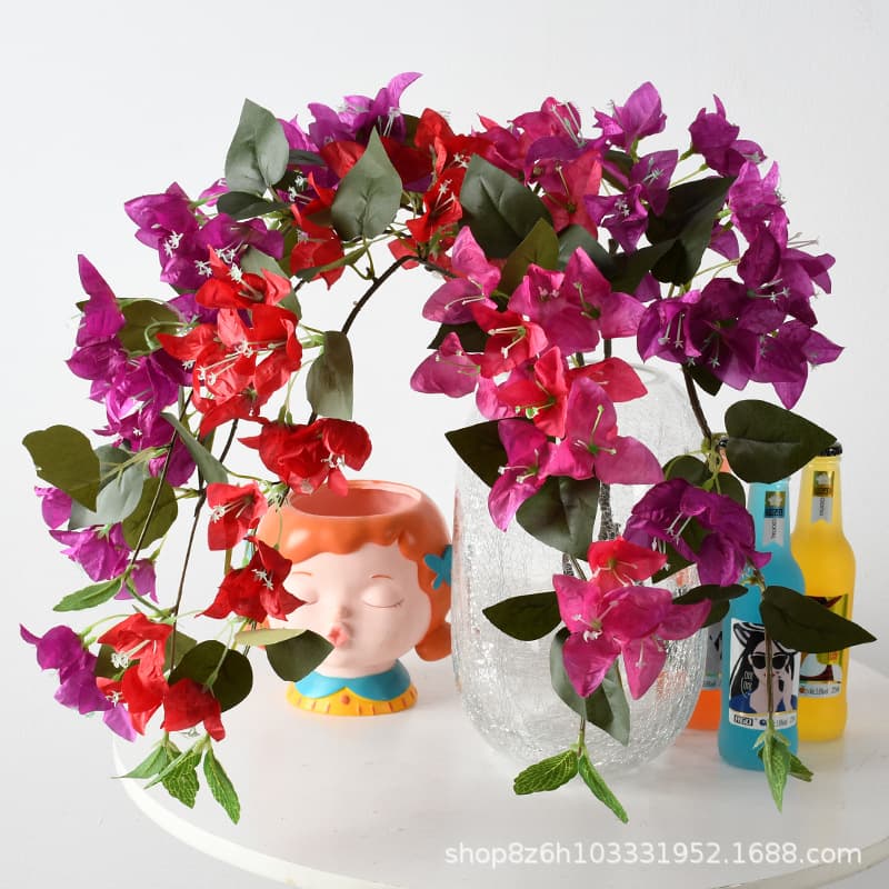 Single Stem Bougainvillea Artificial Flower Fake Flower Wedding Ceremony Hall Aisle Guide Home Decoration Decoration Photography Soft Decoration Props