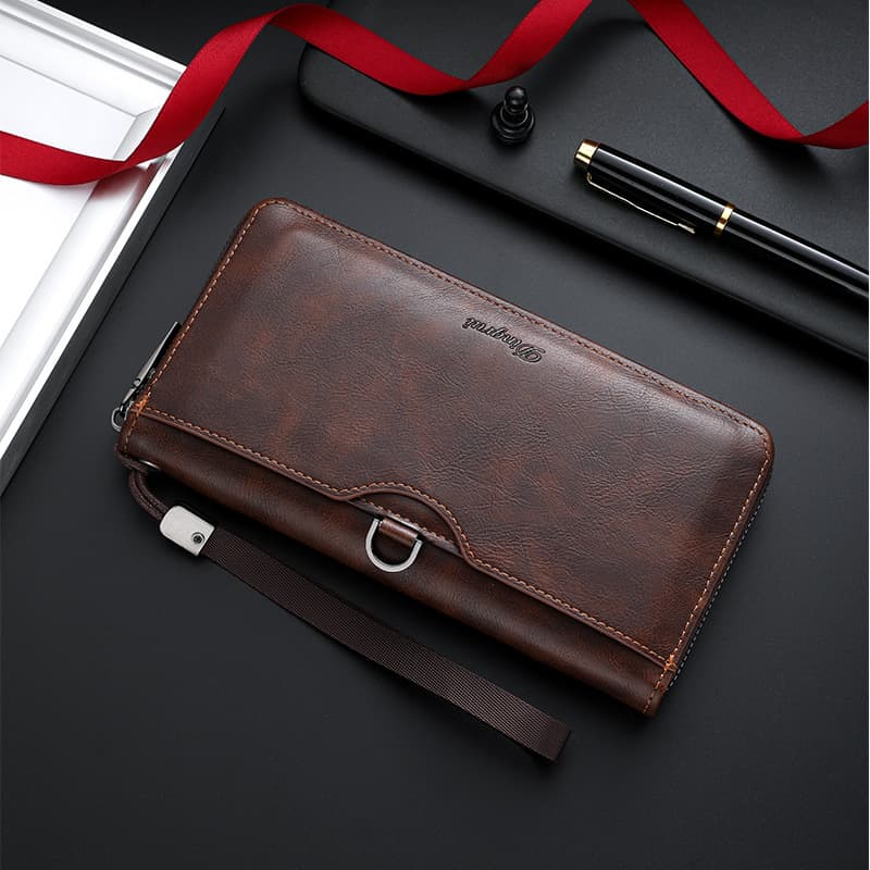 New Large-Capacity Men's Zippered Long Wallet, Multifunctional Wallet That Can Hold Cards and Coins, Can Be Used as a Clutch