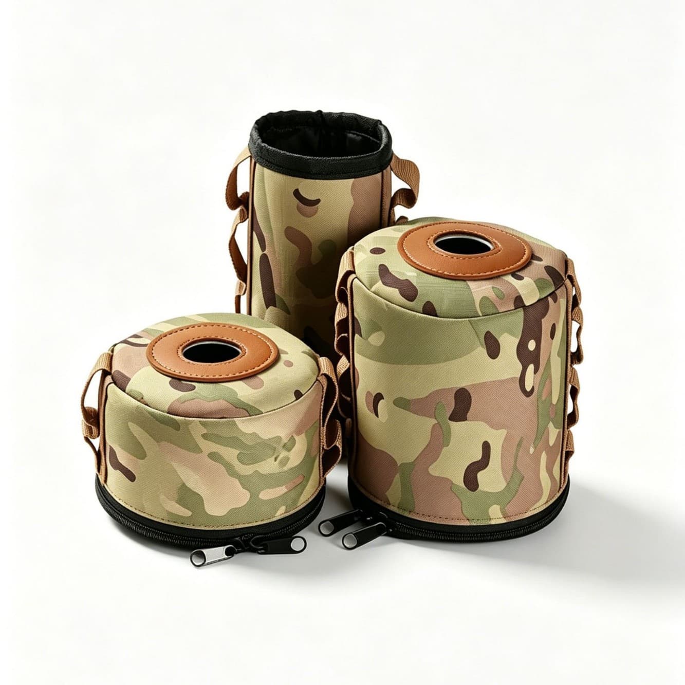 Large Outdoor Flat Gas Canister Case, High-Capacity Gas Canister Anti-Collision Storage Bag, Camping Tactical Camouflage Gas Canister Protector