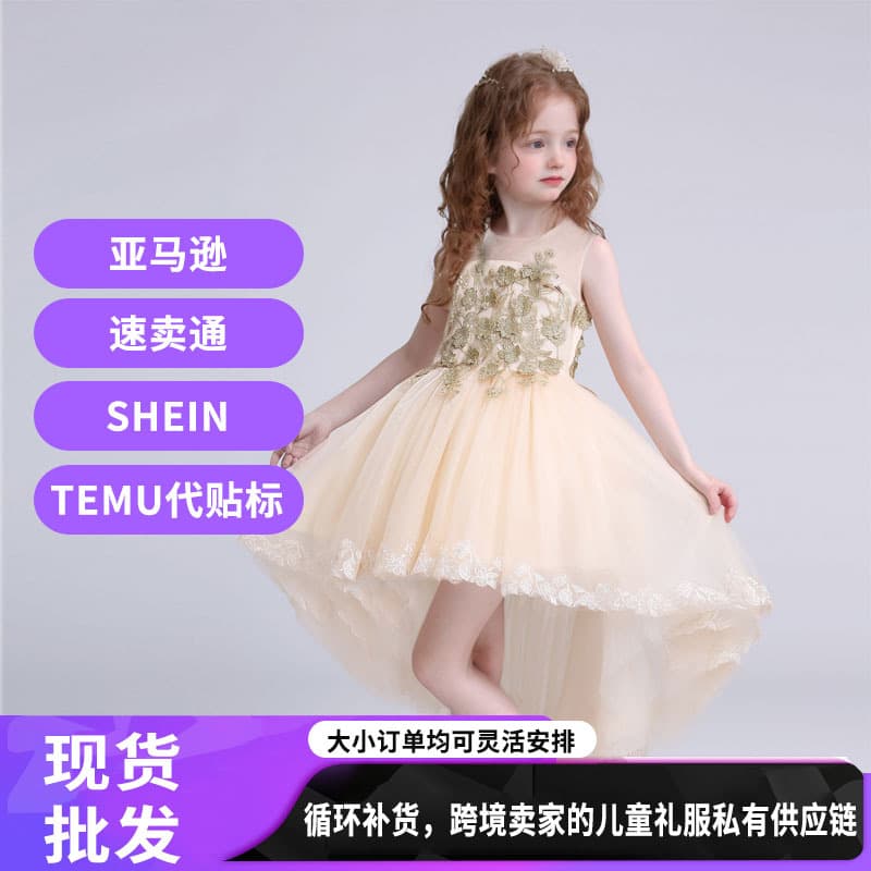 Children's Summer Dress Tulle Skirt Fashionable for Toddlers Birthday Baby Princess Dress Exquisite European and American Cross-border
