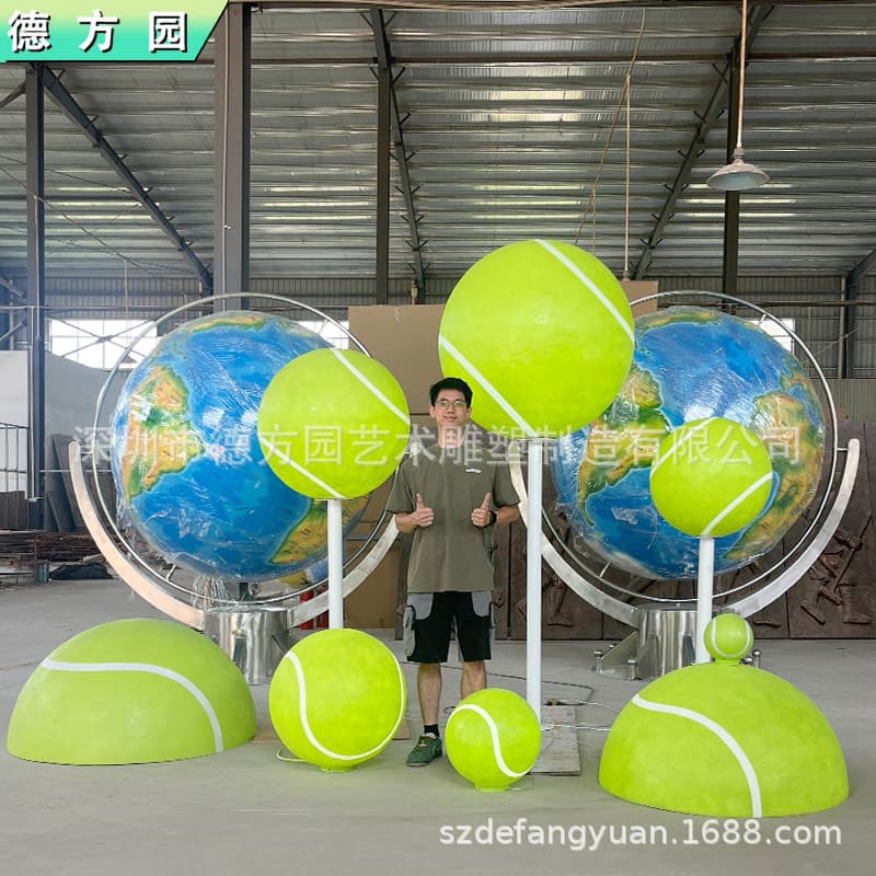 Creative Tennis Theme Decoration - Light Pole/Outdoor Square/Park/Commercial Space Illumination Large Floor Display