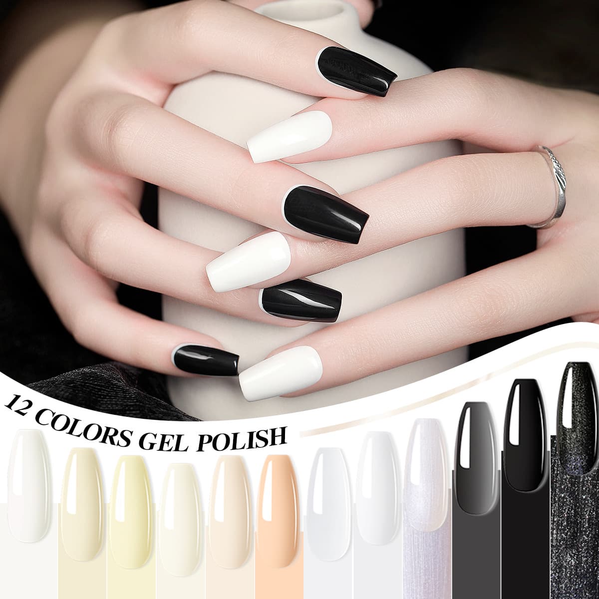 Gel Polish Nude Nail Art Kit Black White Beige Nail Color Gel for Cross-Border Sales