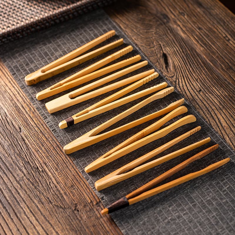 Bamboo Tea Tongs Tea Cup Tweezers Kung Fu Tea Set Tea Ceremony Six Gentlemen Accessories, Non-Slip Heat-Resistant Home Tea Cup Tongs