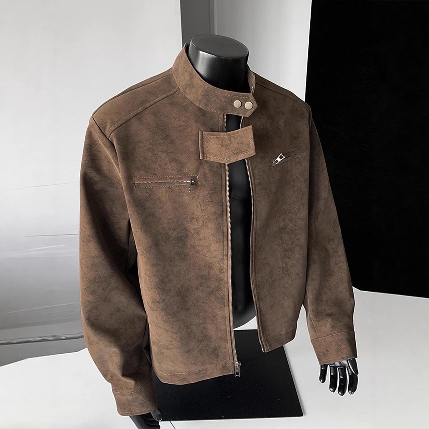 American Retro PU Leather Jacket Stand Collar Motorcycle Jacket Men Spring Autumn Cleanfit Loose Casual Versatile Jacket Outerwear